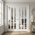 Internal French Door, White Primed, 3 Light Glazed, Solid Core