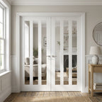 Internal French Door, White Primed, 3 Light Glazed, Solid Core