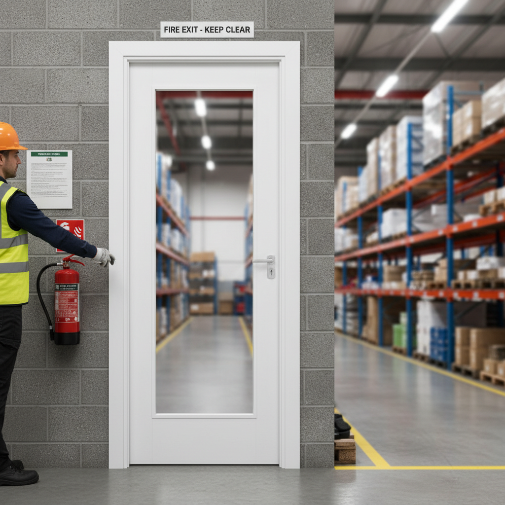 Premium Custom Made White Primed FD30 Clear Glazed Fire Door Pair - Bespoke Design with Certification