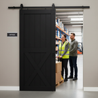 Premium Internal Primed 1 Panel X Brace Sliding Barn Door with Black Finish for Modern Interiors - Image 2