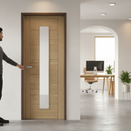 Premium Internal Oak Clear Glazed Door with Toughened Safety Glass for Modern Interiors