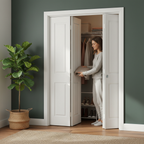 Premium 4 Panel Bifold Door - White Moulded, Ready Primed for Easy Decoration with Complete Track Included