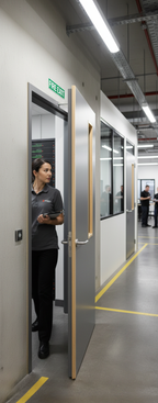 Premium Bespoke Fire Door FD60 - Dark Grey Laminate Glazed Finish for Commercial and Residential Use