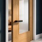 Internal Oak Door Unfinished with 1 Light Obscure Glass Pattern 10 - detail view
