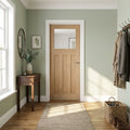 Internal Oak Door Made-to-Measure Unfinished 1930's DX 3 Panel 1 Light Obscure Glass