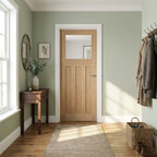 Internal Oak Door Made-to-Measure Unfinished 1930's DX 3 Panel 1 Light Obscure Glass