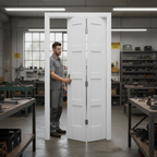 Premium Internal Primed Bi-fold Shaker Door with 8 Panels and Solid Core Construction, Ready for Final Finish
