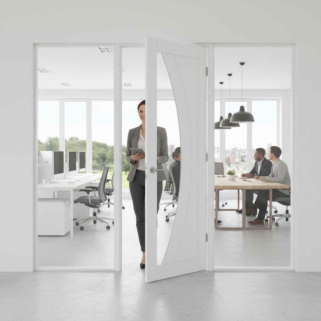 Premium White Glazed Room Divider with Demi Panels and Matching Frame - Custom Sizes Available