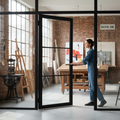 Premium Internal Fully Finished Industrial Studio Door with Clear Glass Panes - Custom Made-to-Measure Solution