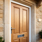 External Unfinished Hardwood Door 4 Panel Solid Timber Core Design - detail view