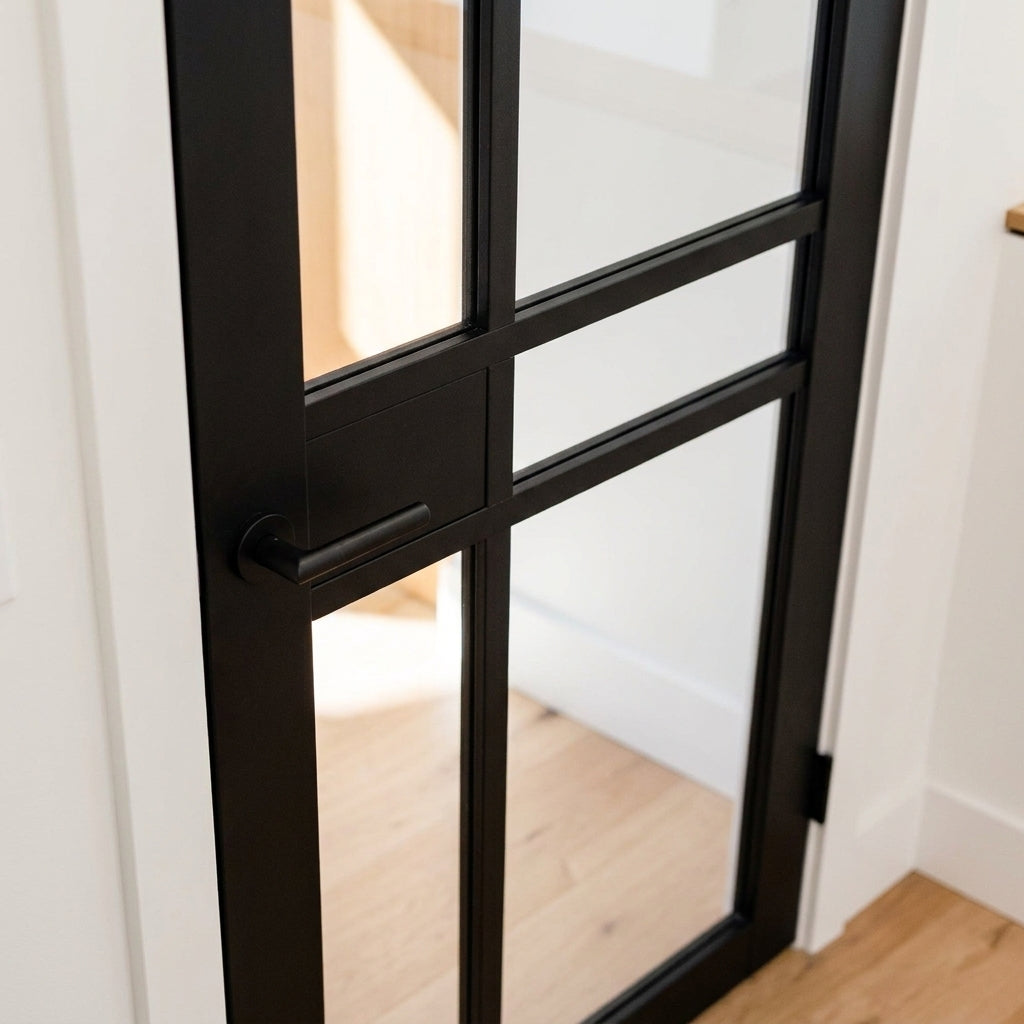 Internal Black Door Fully Finished 1 Panel Studio 5 Light Clear Glass - detail view