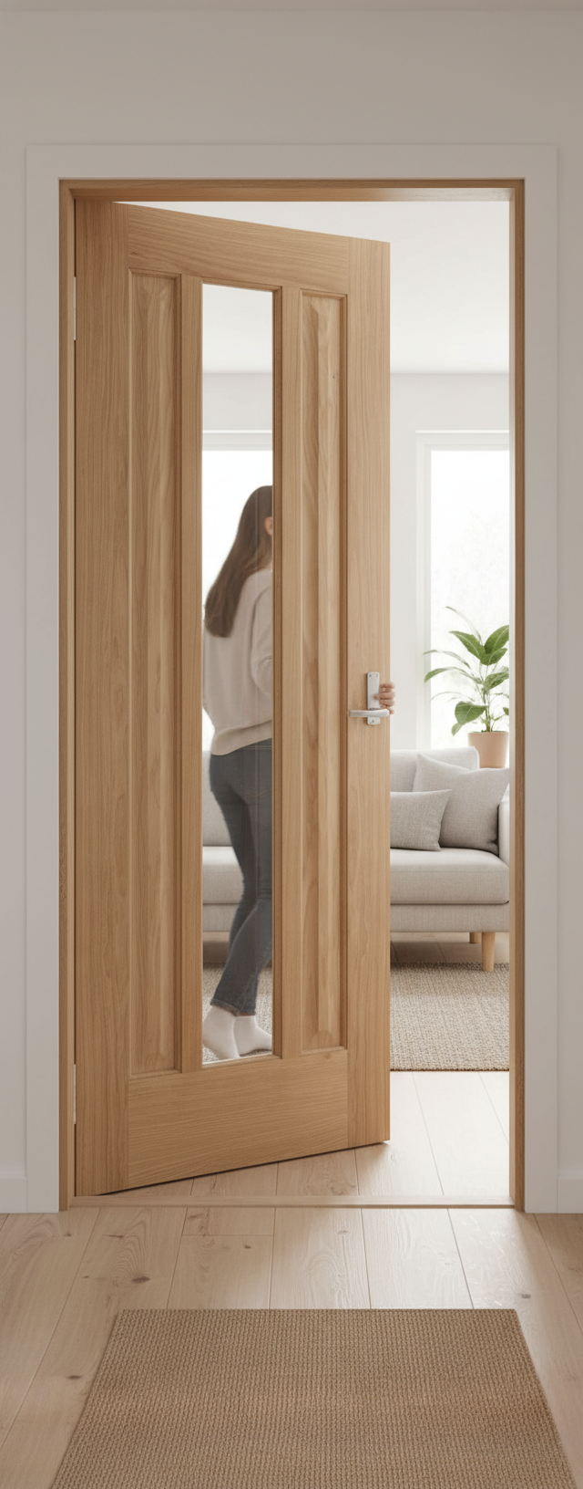 Premium Clear Glazed Internal Door with Engineered Construction and Real Oak Lipping - Multiple Sizes Available