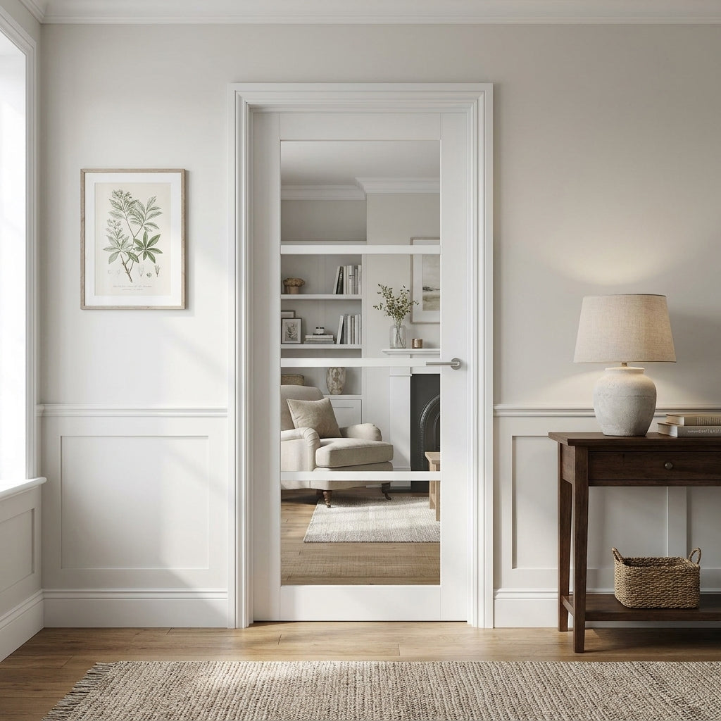 Internal Primed Studio Industrial Door with 4 Clear Glass Lights