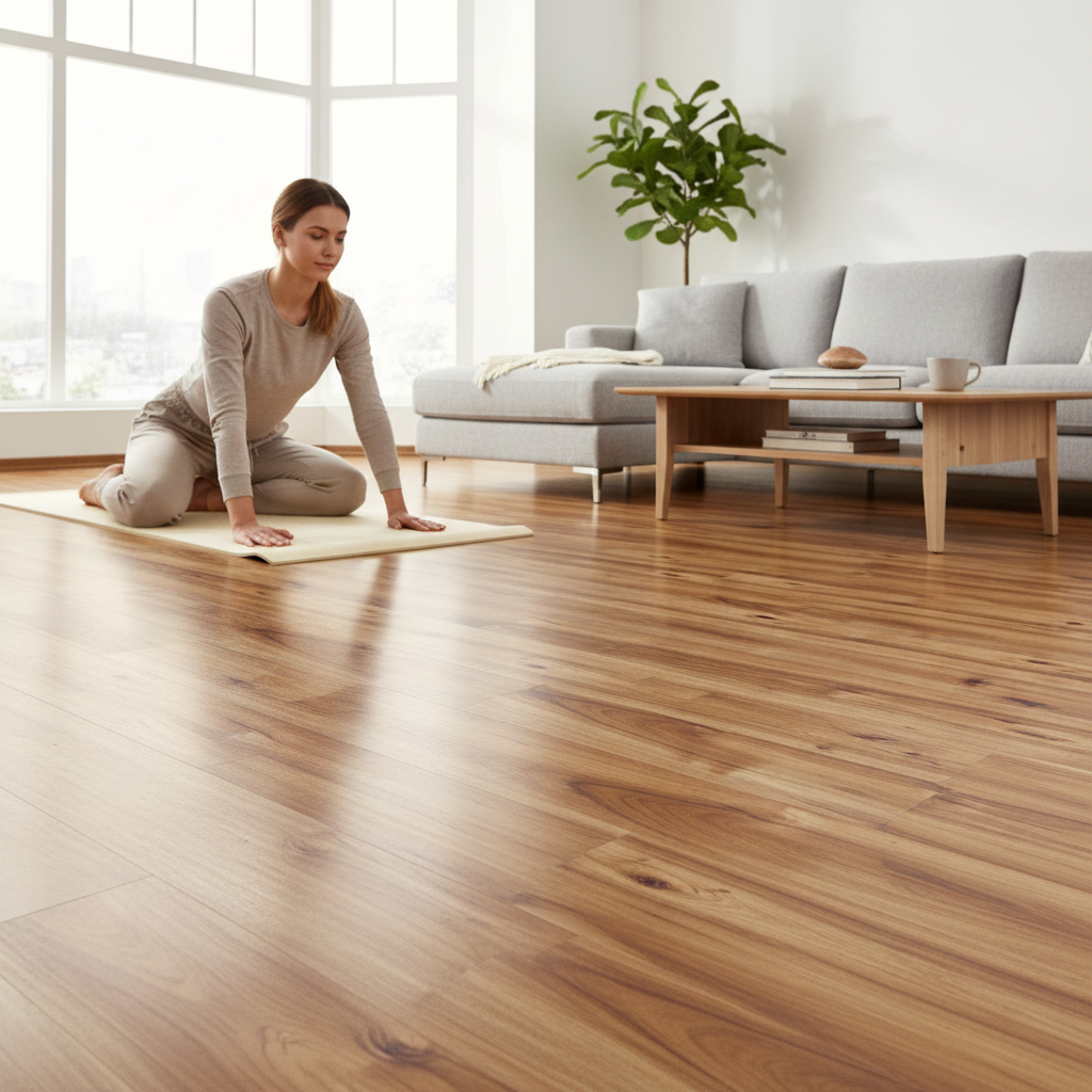 Premium 8mm High Gloss Laminate Flooring with Water Resistance and Elegant Wood Effect