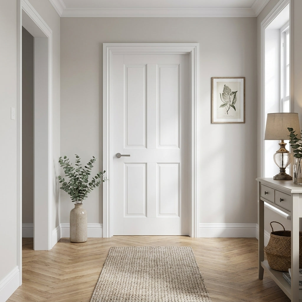 Internal White Door - Primed 4 Panel Berkeley Design with Solid Core