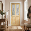 Internal Clear Pine Door with 2 Panel 2 Light Campion Glass, Unfinished