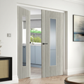 Premium Clear Glazed Internal Fluted Door Pair with Durable Laminate Finish and Safety Glass Design