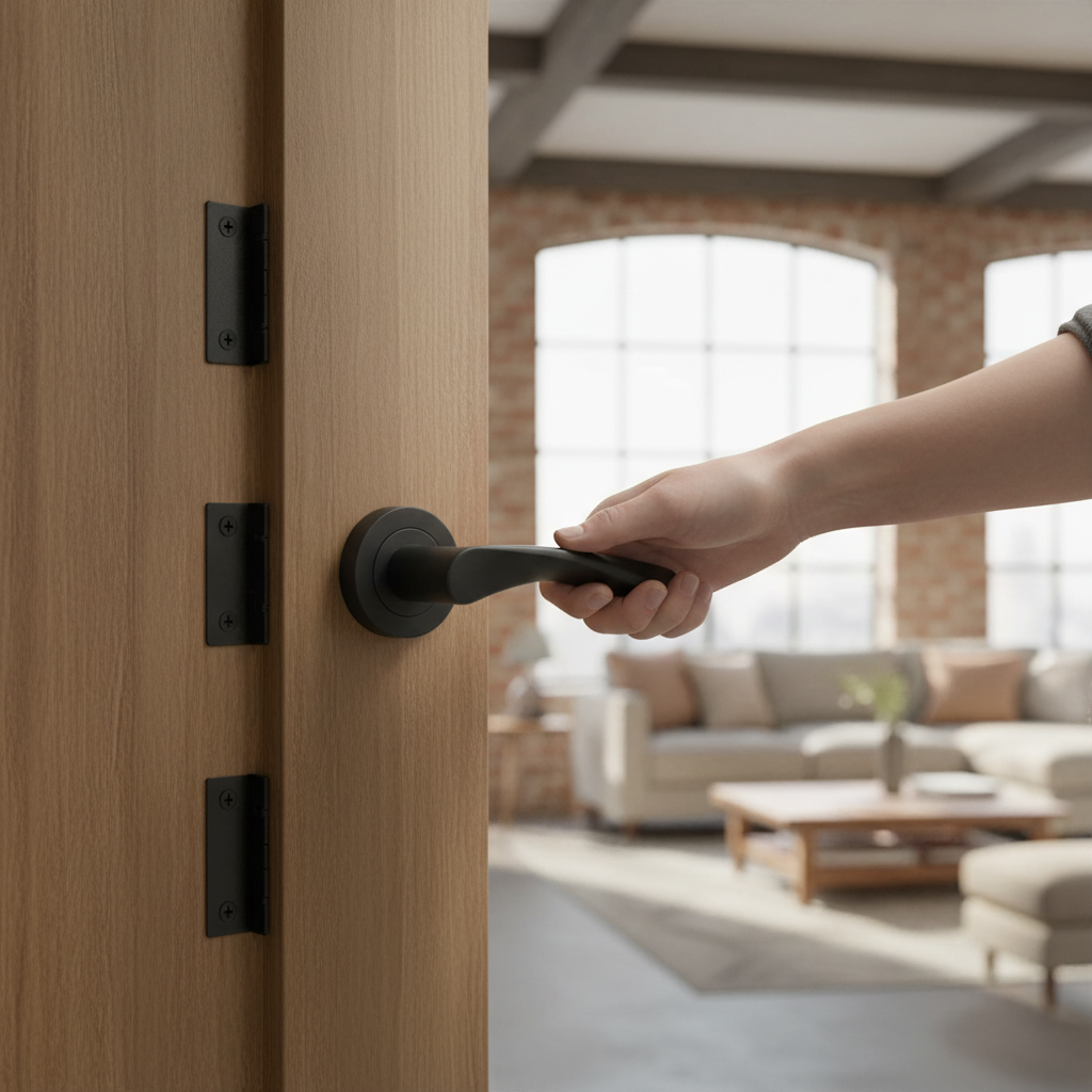 Premium Matt Black Door Handle Pack with Lever and 10mm Depth, 128mm Length for Interior Doors