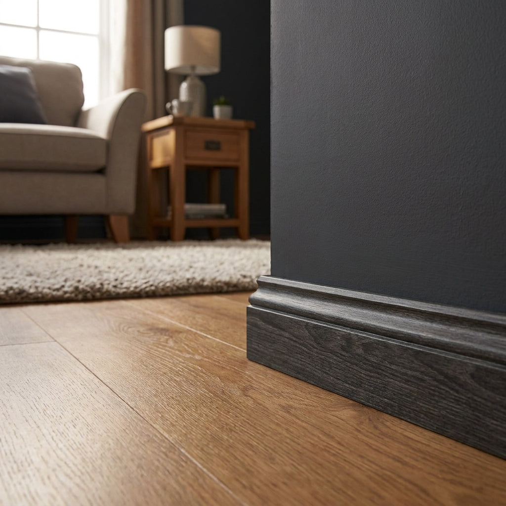 1m Dark Grey Laminate End Door Profile 1000mm x 11.5mm x 33mm - detail view