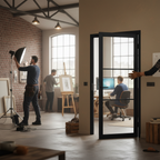 Premium Internal Fully Finished Industrial Studio Door with 3 Clear Glass Panels for Modern Interiors - Image 2