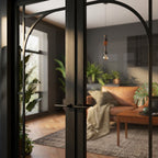 Internal 12 Light Arch French Door, Fully Finished, Jet Black, Softwood Core - detail view