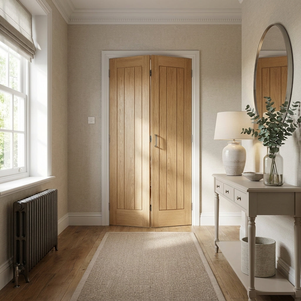 Bi-Fold Oak Internal Door, Unfinished, Solid Engineered Core, Farley Design