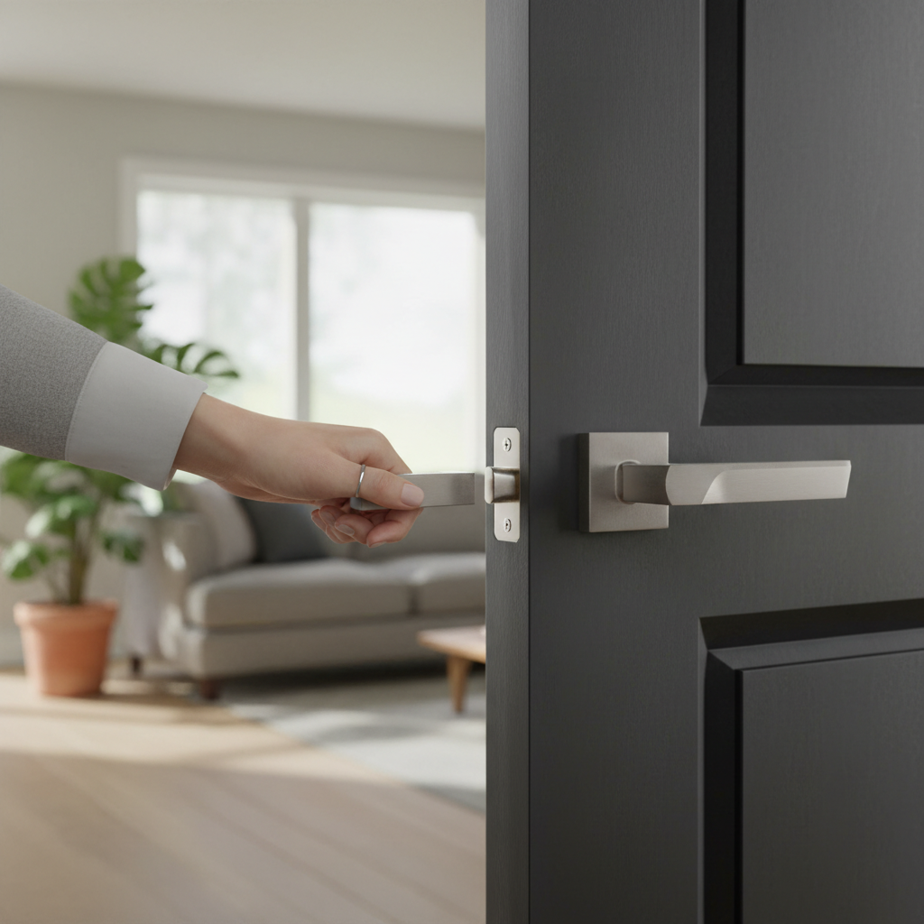 Premium Satin Nickel Door Handle Pack with Rectangular Sprung Rose, Hinges, and Latch for Interior Doors