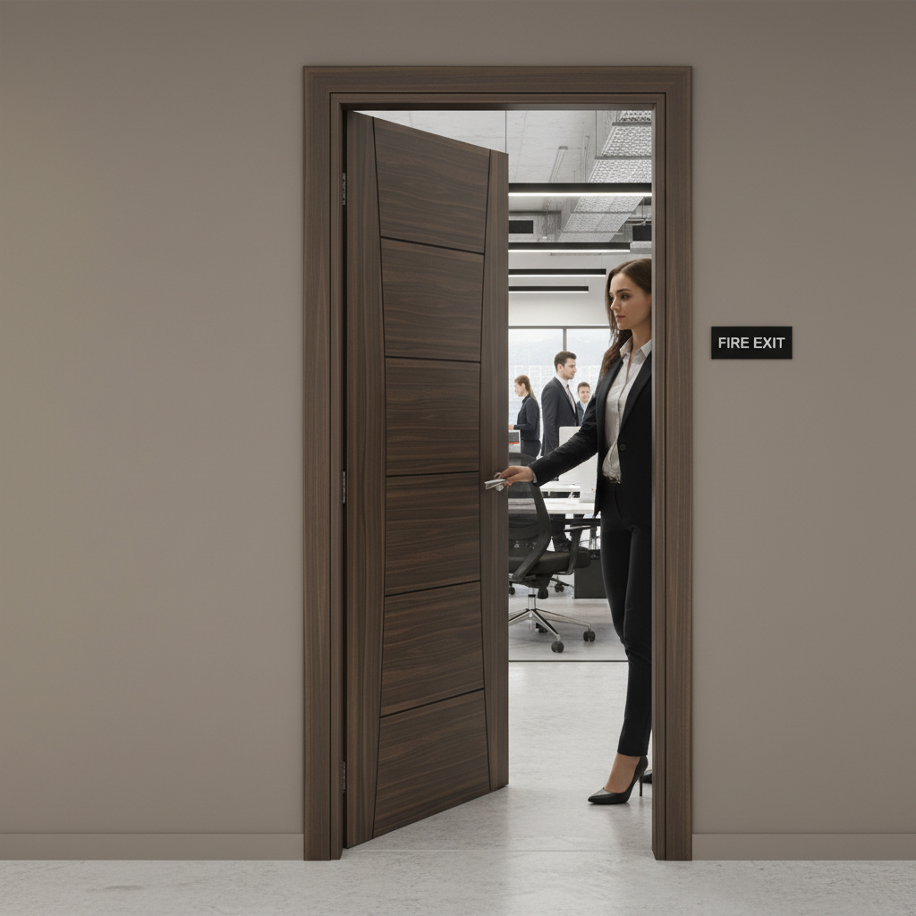 Premium Fully Finished Walnut Fire Door FD30 with Solid Core and Acoustic Properties