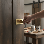 Premium Satin Brass Rectangular Flush Pull for Sliding Doors, Fire Rated, 100mm x 50mm