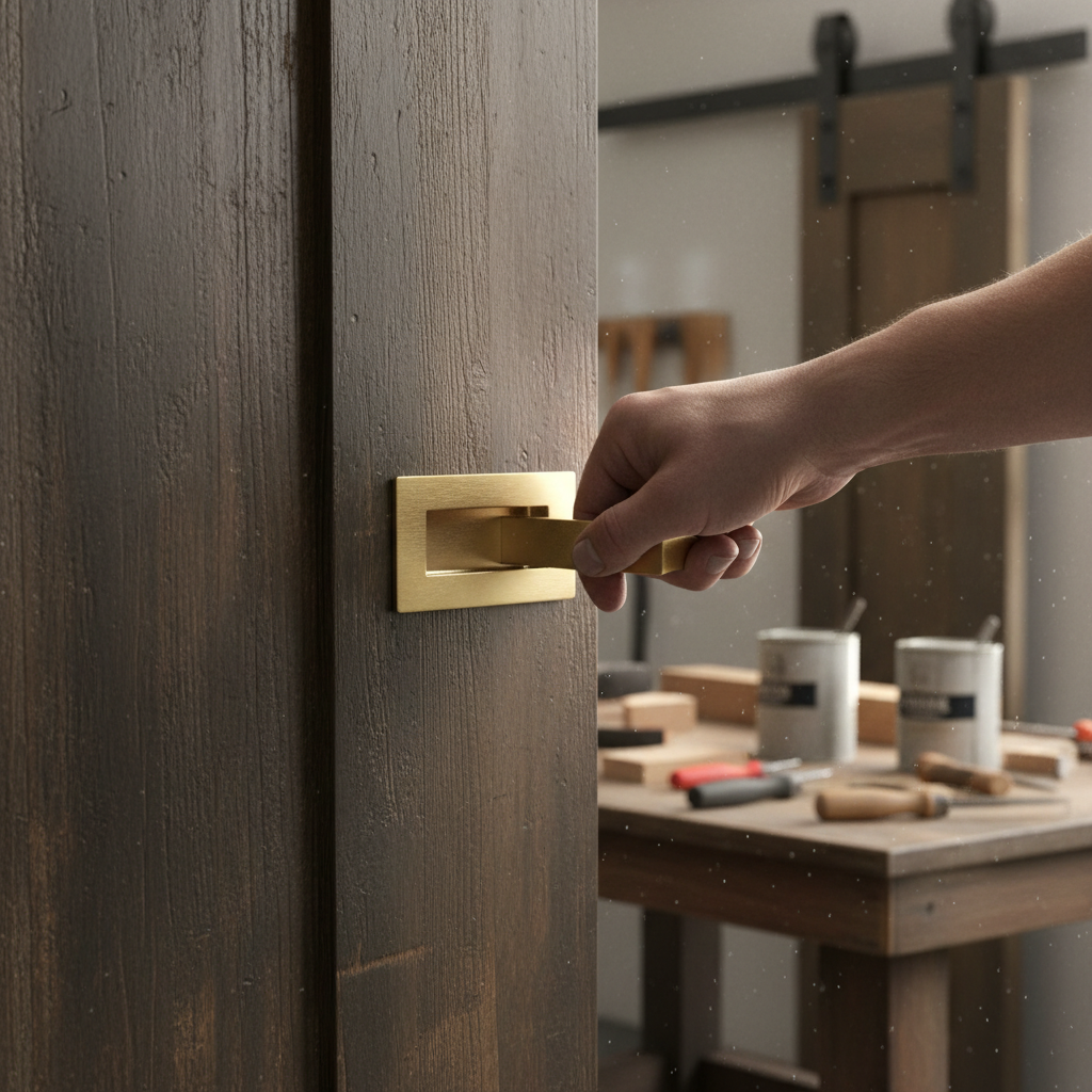 Premium Satin Brass Rectangular Flush Pull for Sliding Doors, Fire Rated, 100mm x 50mm