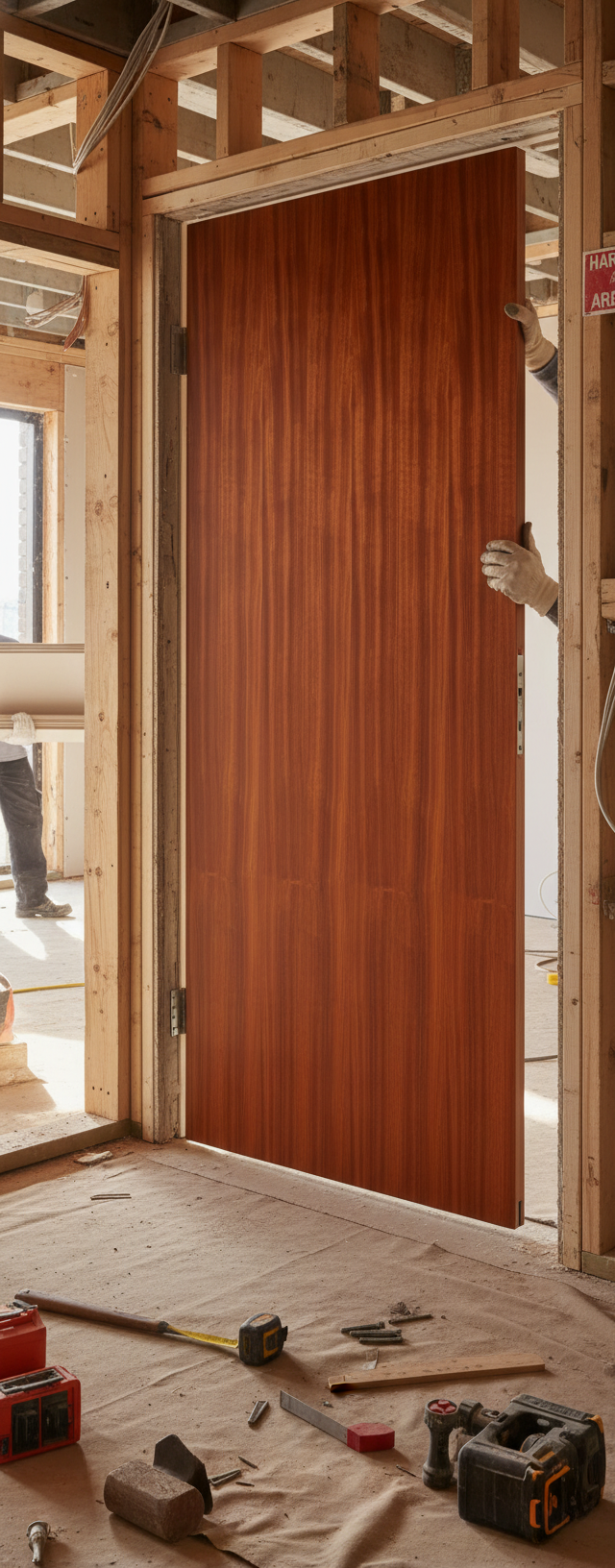 Premium Sapele Flush Hollow Core Internal Door - Modern Design with Pre-Finished Veneer and Standard Core Construction