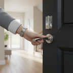 Premium Lever On Round Rose Handle Set - Polished Chrome with Hinges and Lock for Stylish Interior Doors - Image 2