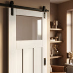 Internal White Sliding Door with Primed Finish and 1 Light Obscure Glass - detail view
