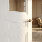 Internal White Door with 1 Light Clear Glass, Primed Finish, 2 Panel Design - detail view