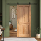 Internal Sliding Door, Rustic Oak, Fully Finished, Victorian 4 Panel Design - detail view