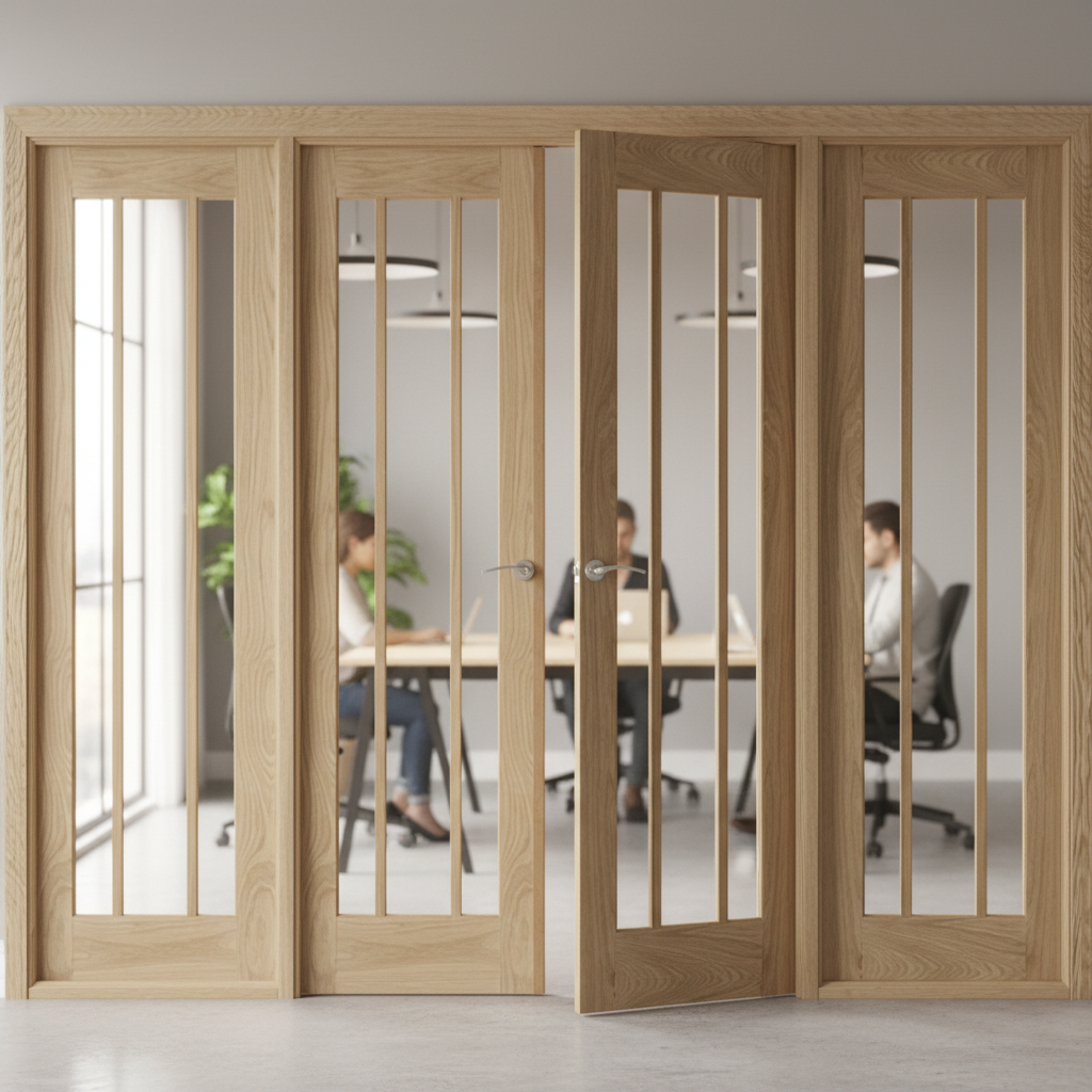 Premium Heavy Duty Oak Room Divider with External Dimensions 80" x 98" and 35mm Thickness for Moisture Protection