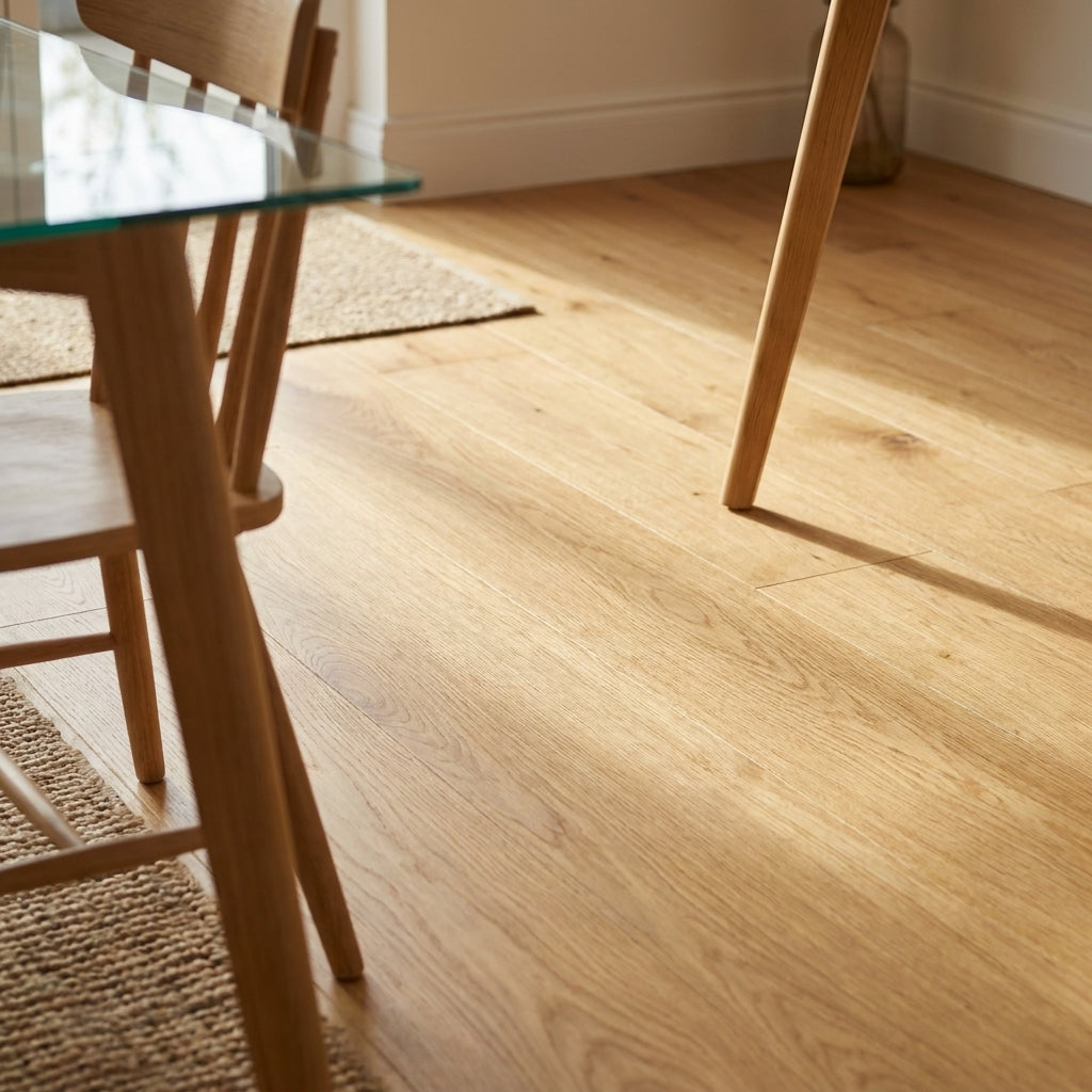 Solid Real Wood Flooring Brushed and Oiled 18mm Natural Oak - detail view