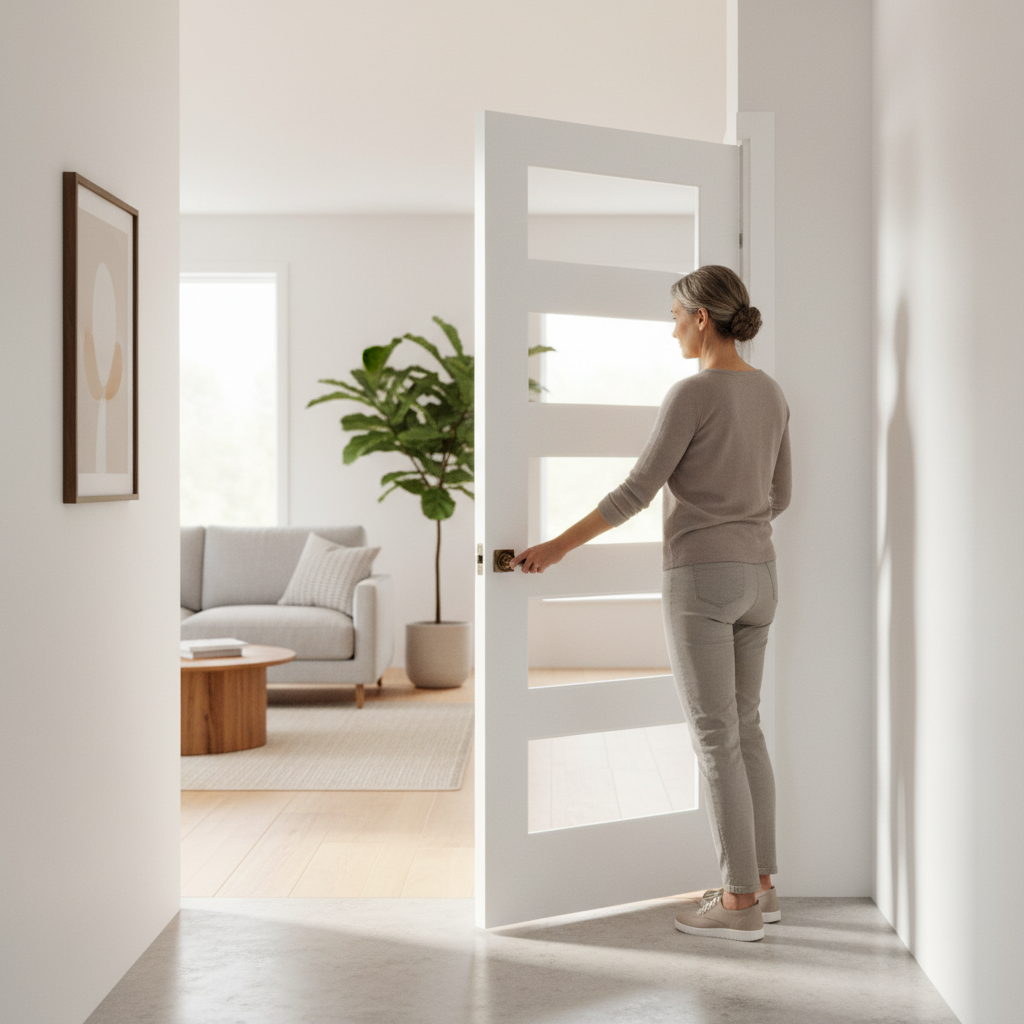 Premium Internal Primed 5 Light Clear Glass Door with Solid Engineered Core for Modern Interiors - Image 2