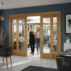 Premium Sliding French Doors with Fixed End Panels - Space-Saving Oak Design for Open-Plan Living