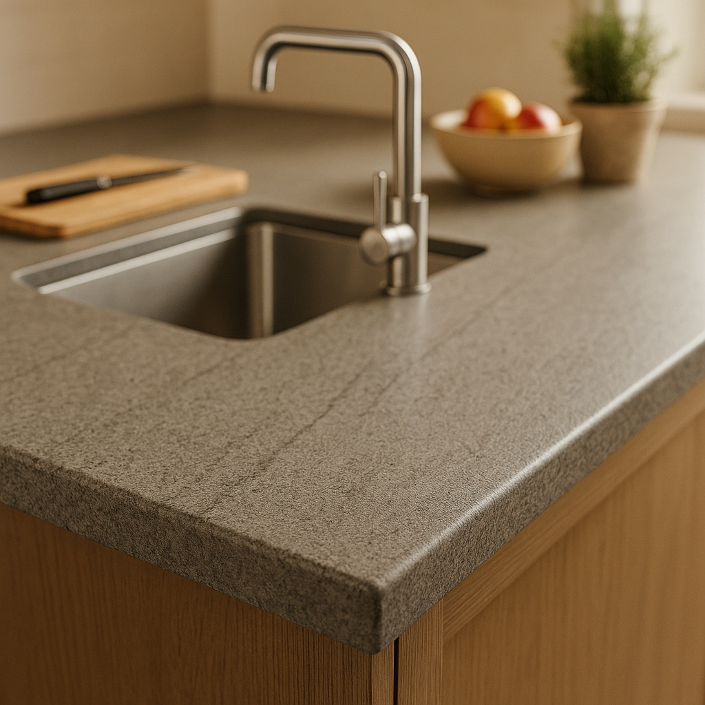 Silver Granite Laminate Worktop 3000mm x 600mm x 38mm Matt Finish - detail view