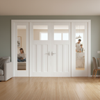 Premium Clear Glass 1 Panel Sidelight Room Divider Set with White Primed Frame - Elegant Design for Stylish Home Spaces