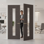Premium Contemporary Glazed Door Pair in Umber Grey with Tempered Glass for Open Plan Living and Privacy