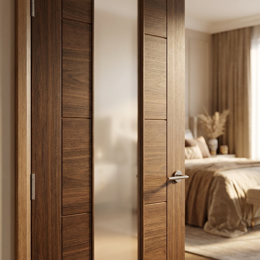 Milano 1 Light Made-to-Measure Internal Walnut Door Fully Finished with Clear Glass - detail view