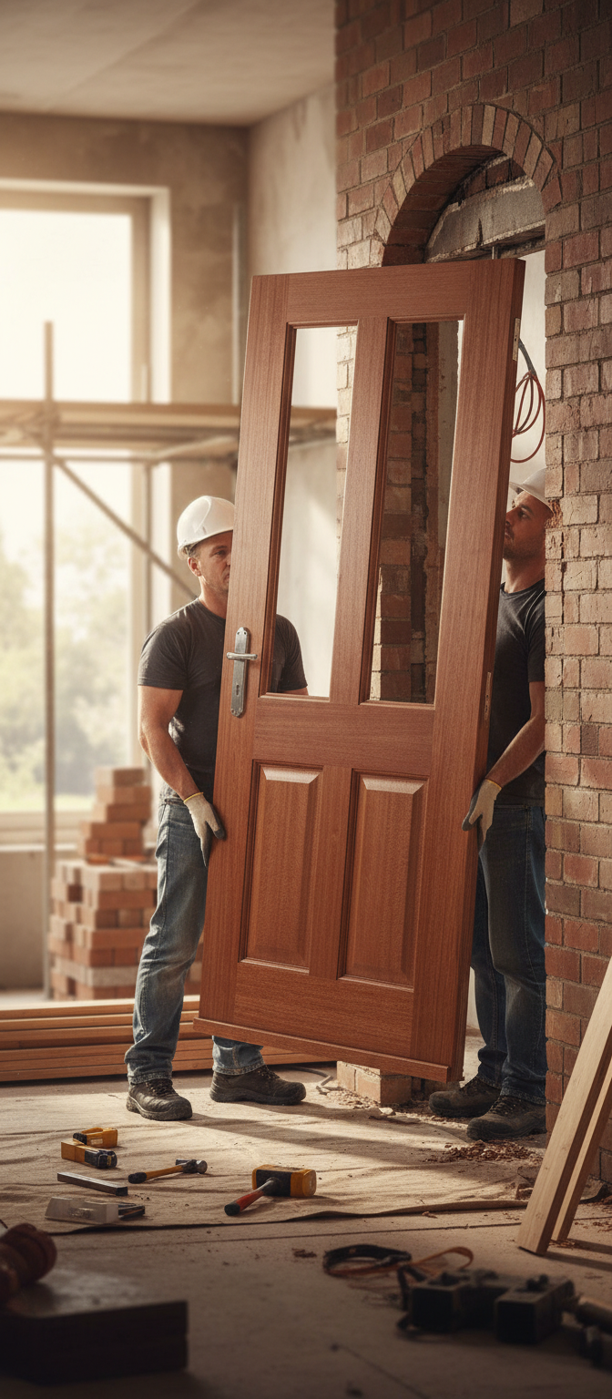 Premium Hardwood External Door - Unglazed Edwardian Style with Beading for Custom Glazing