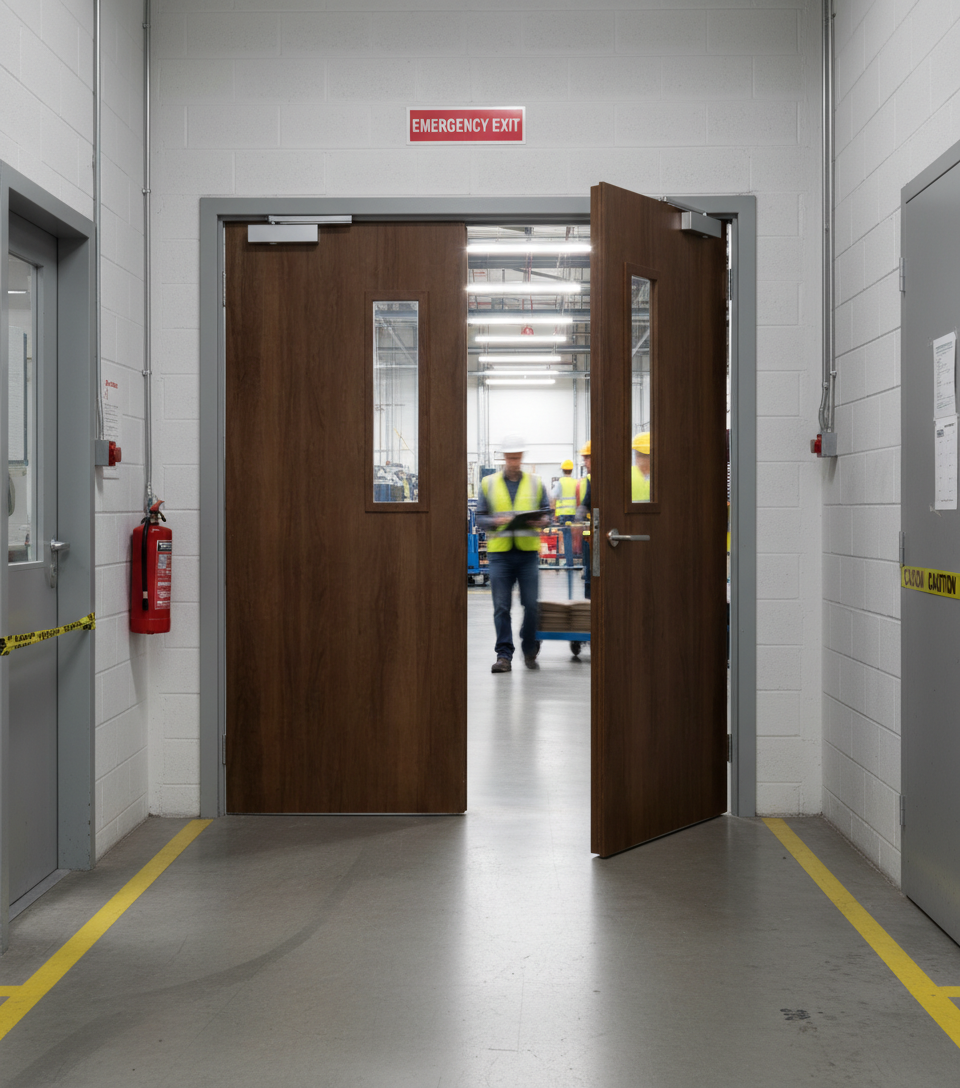 Premium Custom Made Internal Walnut FD30 Clear Glazed Fire Door Pair - Bespoke Designs Available