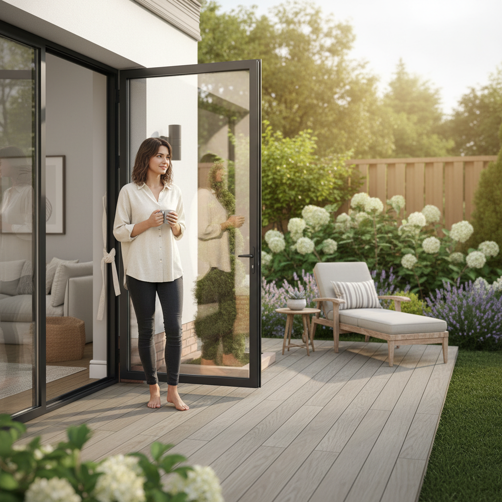 Premium Matt Black Aluminium External French Patio Door with Clear Tempered Double Safety Glass for Enhanced Security and Modern Elegance - Image 2