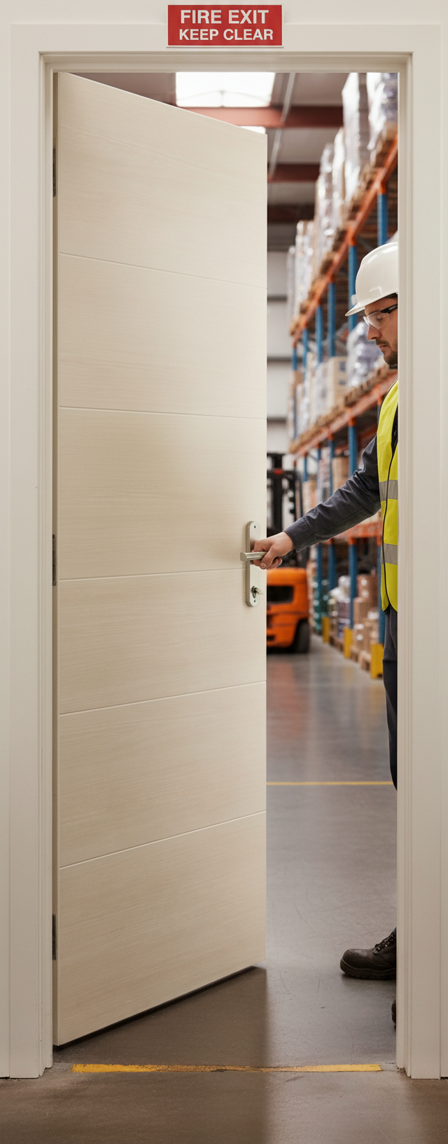 Premium Fully Finished Internal Ivory Laminated FD30 Fire Door with Sleek Design for Modern Interiors