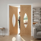 Premium Custom Made Oak Clear Glazed French Doors with Engineered Construction for Strength and Performance