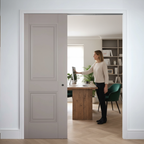Premium 2 Panel Grey Telescopic Pocket Door System with Adjustable Features and 15-Year Guarantee