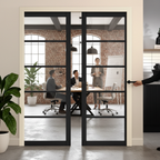 Premium Clear Glazed Double Pocket Door Set with 5 Panels, Galvanised Steel Frame and Smooth Operation for Modern Interiors